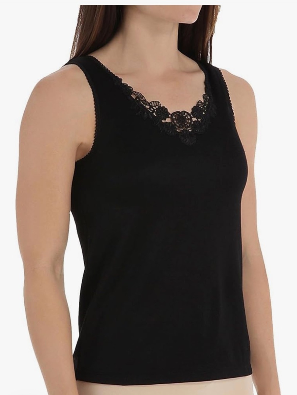 Black Cuddl Duds SofTech Venice Lace Detail Cami